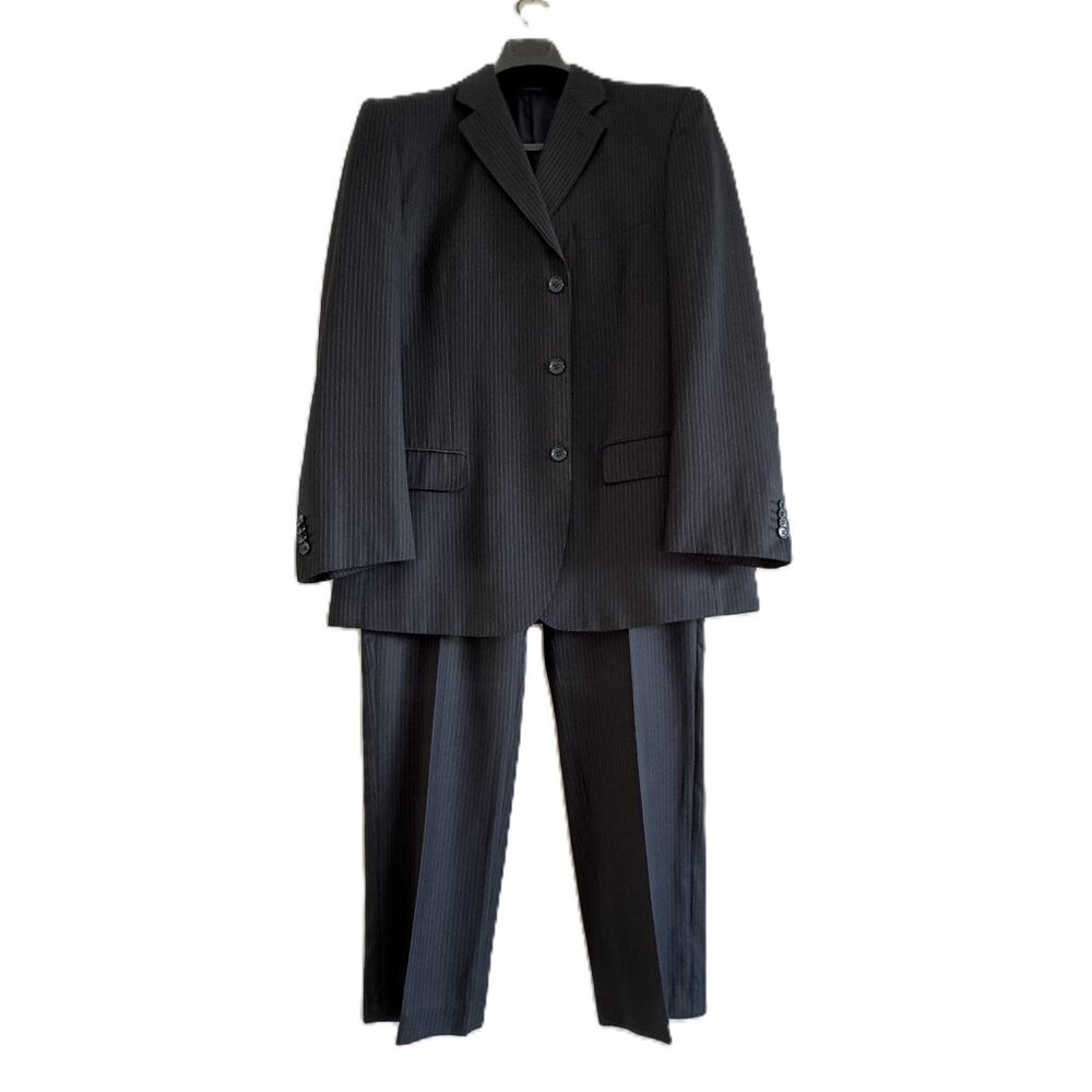 Gianfranco Ferre Suit Men's 3-Buttons Black 100% Wool Size 46R/Waist 38